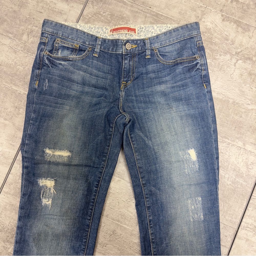 GAP Boyfriend Jeans Size 10 Distressed Medium Wash Denim Relaxed Fit Women - Picture 3 of 9